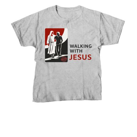 Walking With Jesus, a Sport Grey Youth Unisex Tee