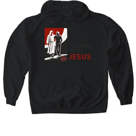 Walking With Jesus, a Black Gildan Softstyle Pullover Hoodie