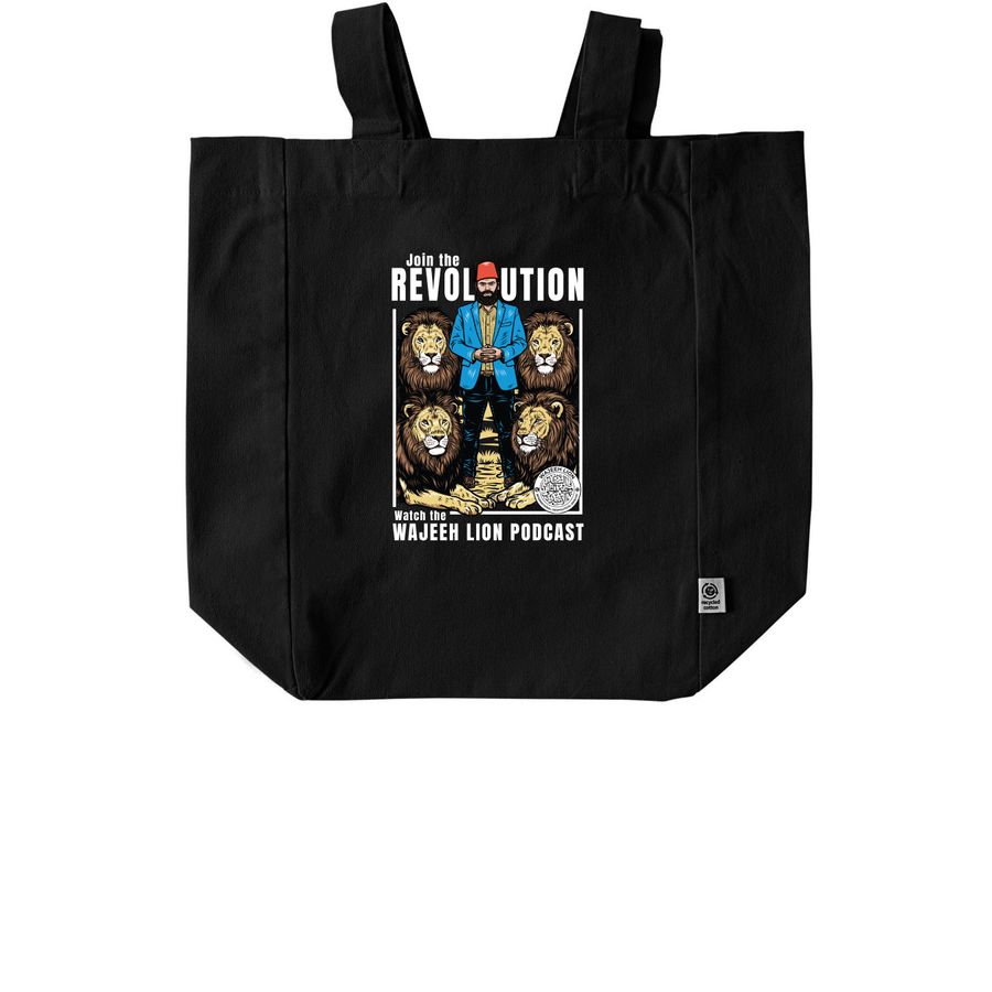 The Wajeeh Lion Podcast - totes, a Black Recycled Cotton Tote Bag