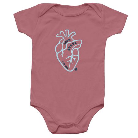 Born Brave Heart Onesie, a Mauve Infant Onesie