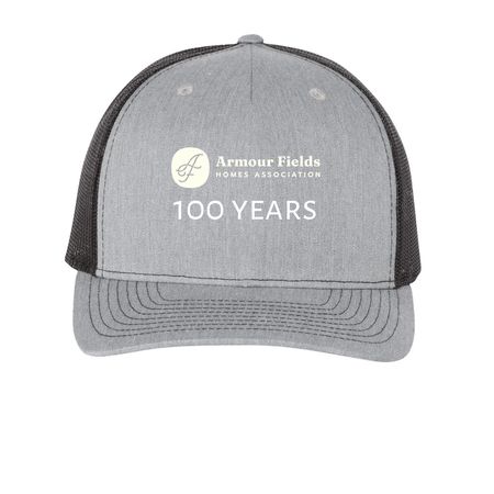 AFHA 100 yr hat, a Heather Grey/ Black Printed Five-Panel Trucker Cap