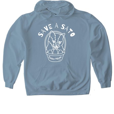 SAVE A SATO SPRING 2025, a Stone Blue Gildan Softstyle Pullover Hoodie