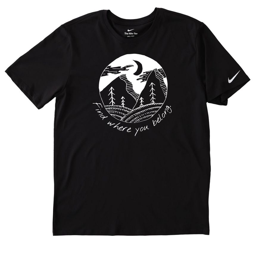 Find where you belong, a Black Nike Dri-FIT Jersey Blend Performance Tee