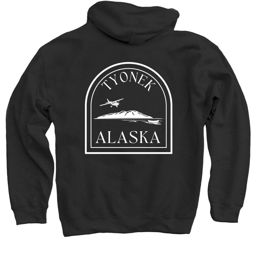 Tyonek Hoodie, a Black Pullover Hoodie (back-view)