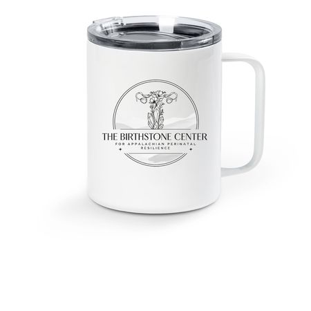 White Birthstone Travel Mug, a White Stainless Steel Travel Mug