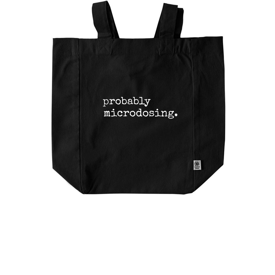 Probably Microdosing Logo Tote, a Black Recycled Cotton Tote Bag