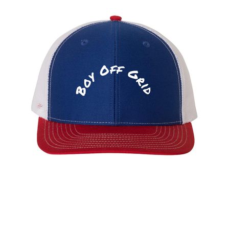 Jacob Romero, a Royal/ White/ Red Printed Snapback Trucker Cap