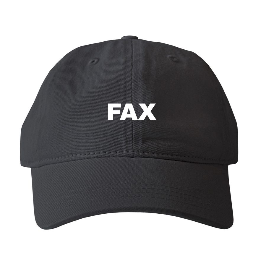 GVE55483 "FAX", a Black Printed Pigment Dye Baseball Cap