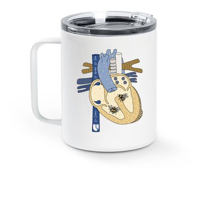 Owen Strong travel coffee mug, a White Stainless Steel Travel Mug (back-view)