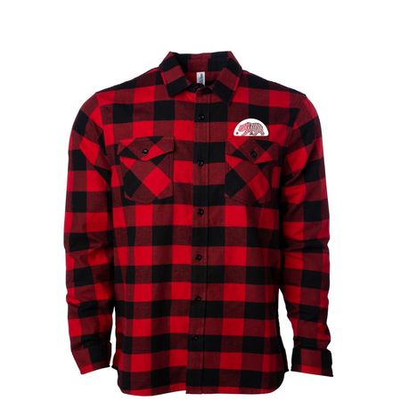 Hella Offical Bear - Zips n Hoodies!, a Red/ Black Unisex Flannel Shirt
