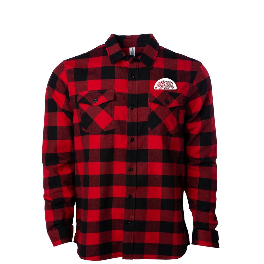 Hella Offical Bear - Zips n Hoodies!, a Red/ Black Unisex Flannel Shirt