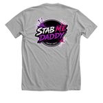 STAB-ME Tee, a Athletic Heather Premium Unisex Tee (back-view)