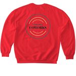 Coworks Shrimp at a Desk, a Red Softstyle Crewneck Sweatshirt (back-view)