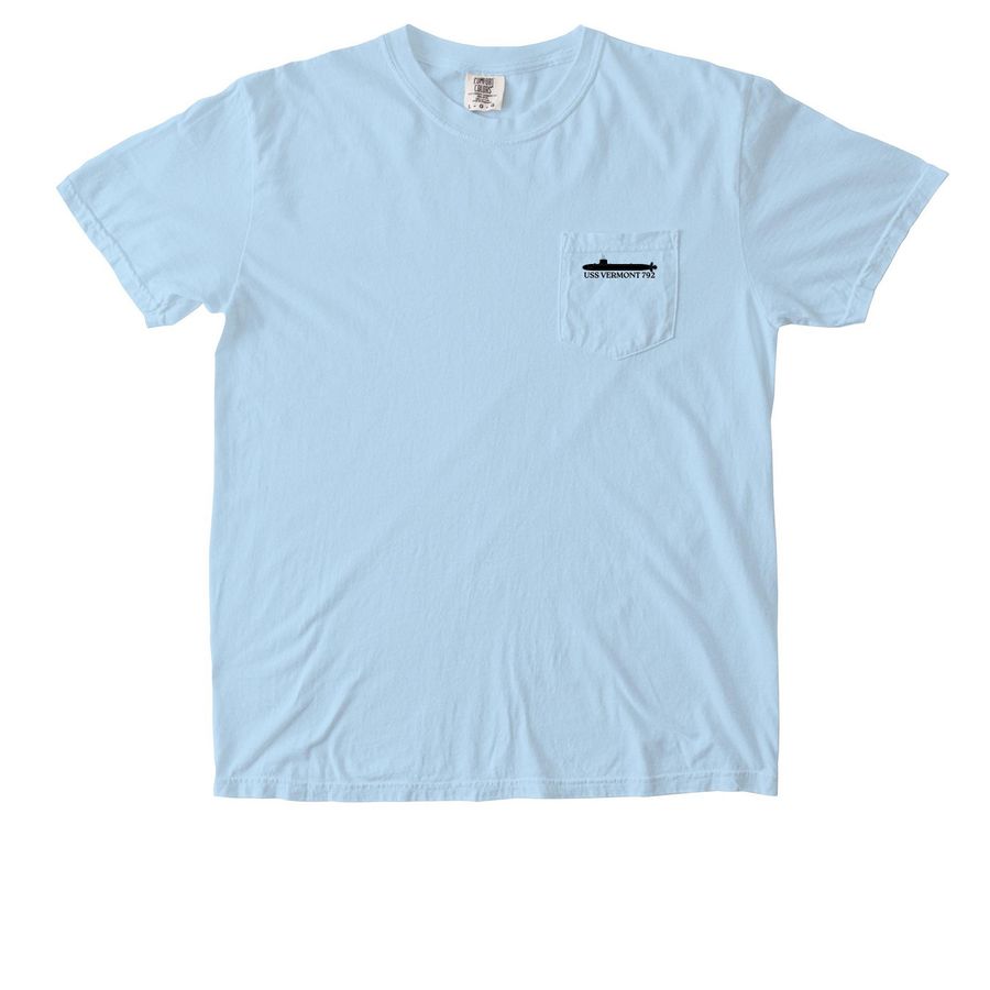 USS Vermont Landscape Pocket Shirts, a Chambray Comfort Colors Pocket Tee
