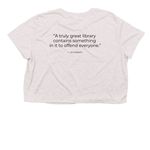 MI Right to Read, a Heather Dust Women?s Flowy Cropped Tee (back-view)
