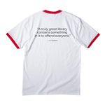 MI Right to Read, a White/ Red Cotton Ringer Tee (back-view)