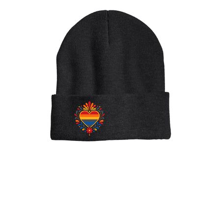 Unidos Somos Mas Beanie, a Heather Charcoal Printed Cuffed Beanie