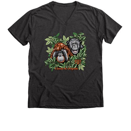 Linus and Oopsie, a Dark Grey Heather Premium V-Neck Tee