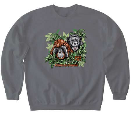 Linus and Oopsie, a Charcoal Softstyle Crewneck Sweatshirt