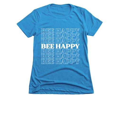 Bee Happy Turquoise Women's Slim Fit Tee