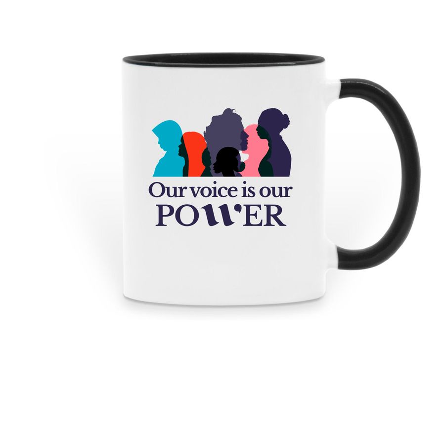 Our Voice is Our Power Mug, a Black Two-Tone Ceramic Mug