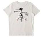"who's gonna match my freq", a Vintage White Stanley/Stella Unisex Crafter Tee (back-view)