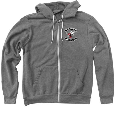 Kealing Hornets Curved Letter Zip Up Hoodie, a Deep Heather Zip Up Hoodie