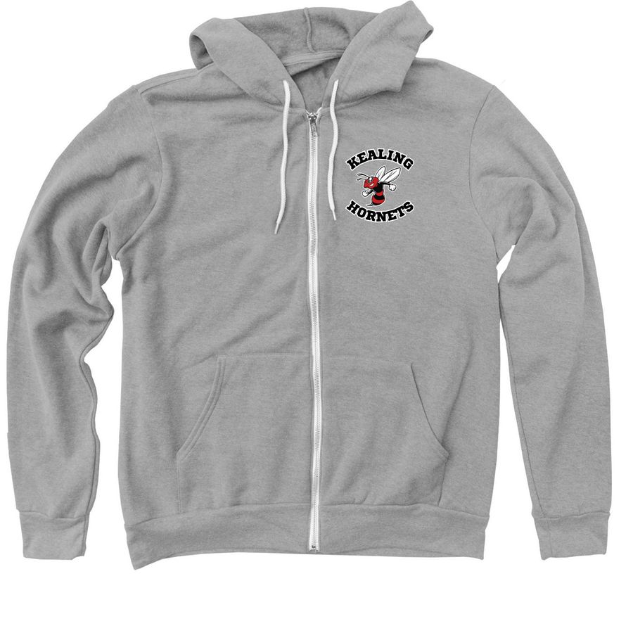 Kealing Hornets Curved Letter Zip Up Hoodie, a Athletic Heather Zip Up Hoodie
