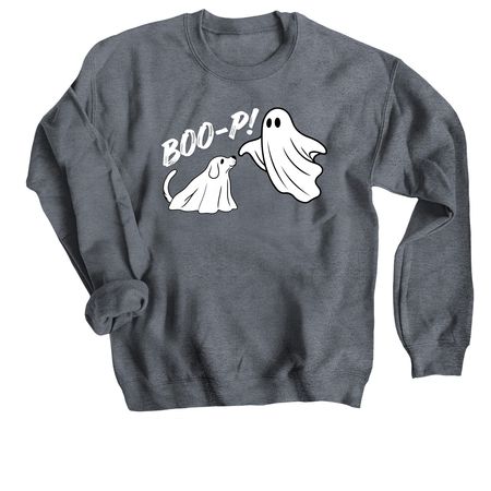 Boo-p!, a Dark Heather Crewneck Sweatshirt