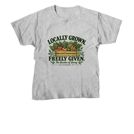 Locally Grown. Freely Given., a Sport Grey Youth Unisex Tee