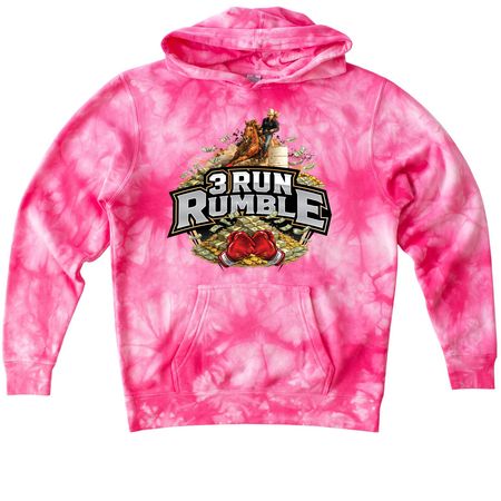 3 Run Rumble, a Pink Youth Tie Dye Pullover Hoodie