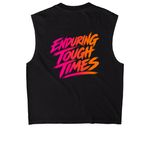 Kassies Kause- Endure, a True Black Heavyweight Garment Dye Muscle Tee (back-view)