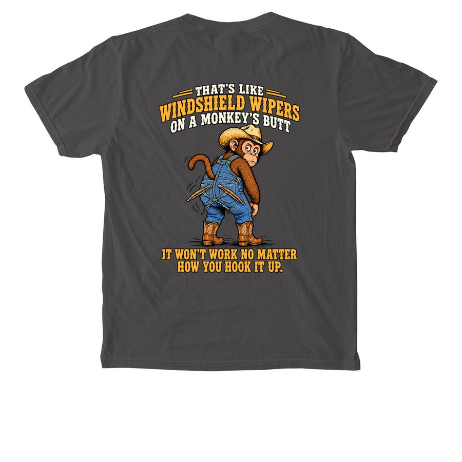 The Robbieisms Collection: Windshield Wipers, a Pepper Comfort Colors Pocket Tee (back-view)