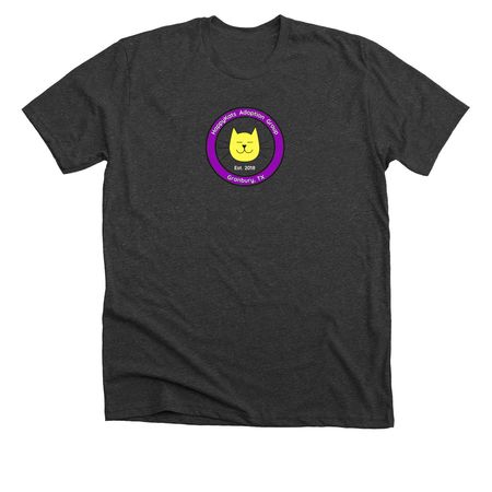 HK 5 yr Anniversay&nbsp;, a Dark Grey Heather Premium Unisex Tee (back-view)