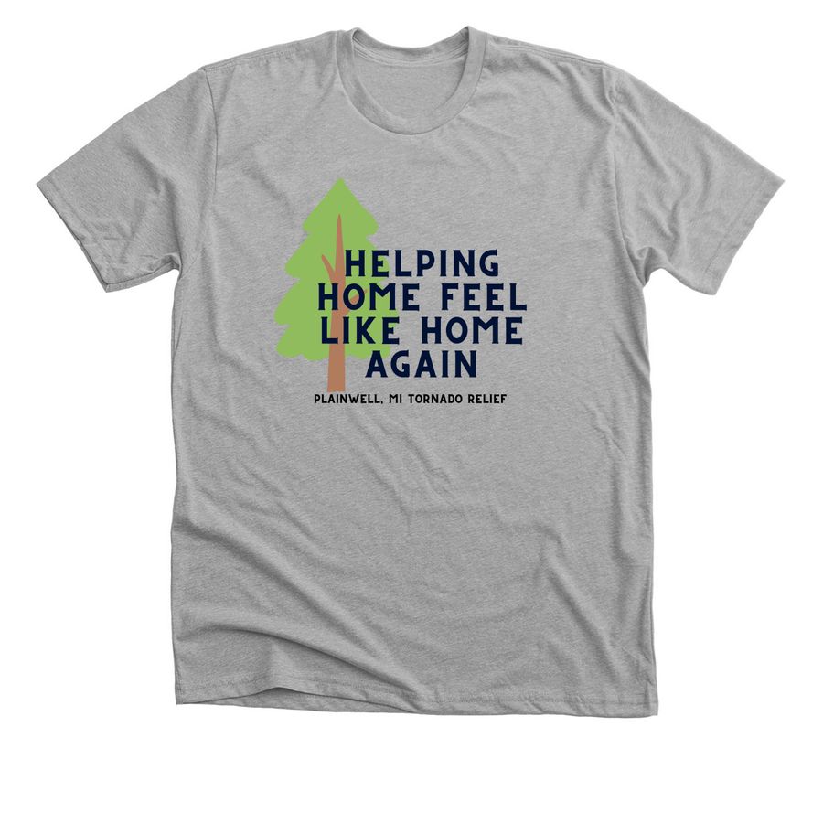 Plainwell Helping Home, a Athletic Heather Premium Unisex Tee