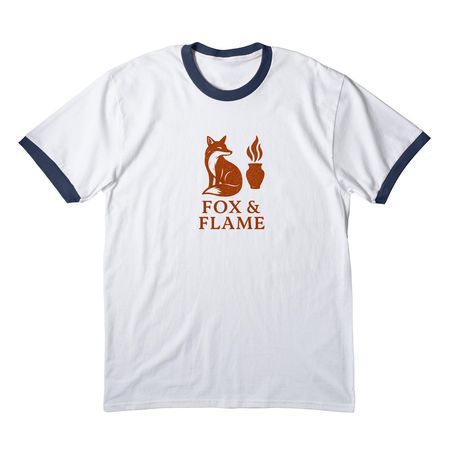 SUPPORT ART, a White/ Navy Cotton Ringer Tee