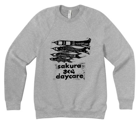 Sakura Daycare Koinobori Sweatshirt 1, a Athletic Heather Premium Raglan Crewneck Sweatshirt