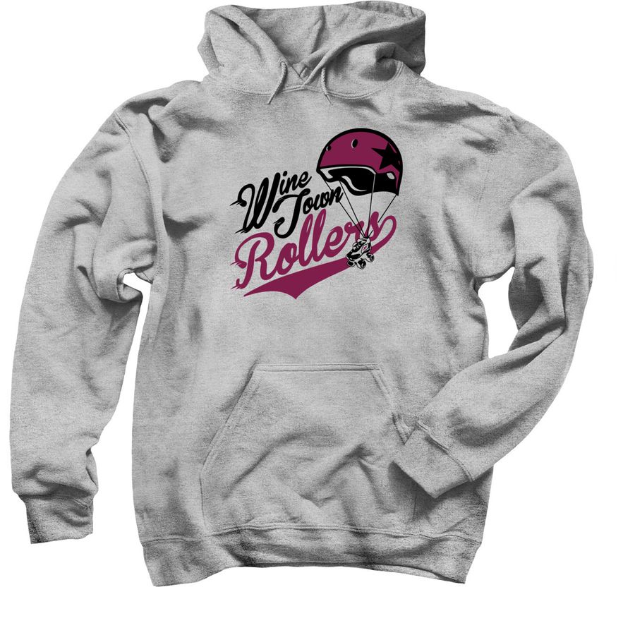 Wine Town Rollers: Standard Logo, a Sport Grey Pullover Hoodie