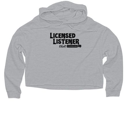 Licensed Listener -Black 2, a Grey Heather Women?s Lightweight Cropped Hoodie