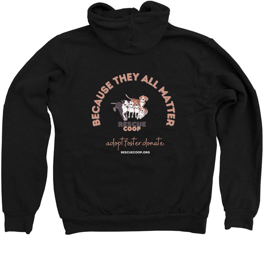 Rescue Coop Zip Hoodie, a Black Zip Up Hoodie (back-view)