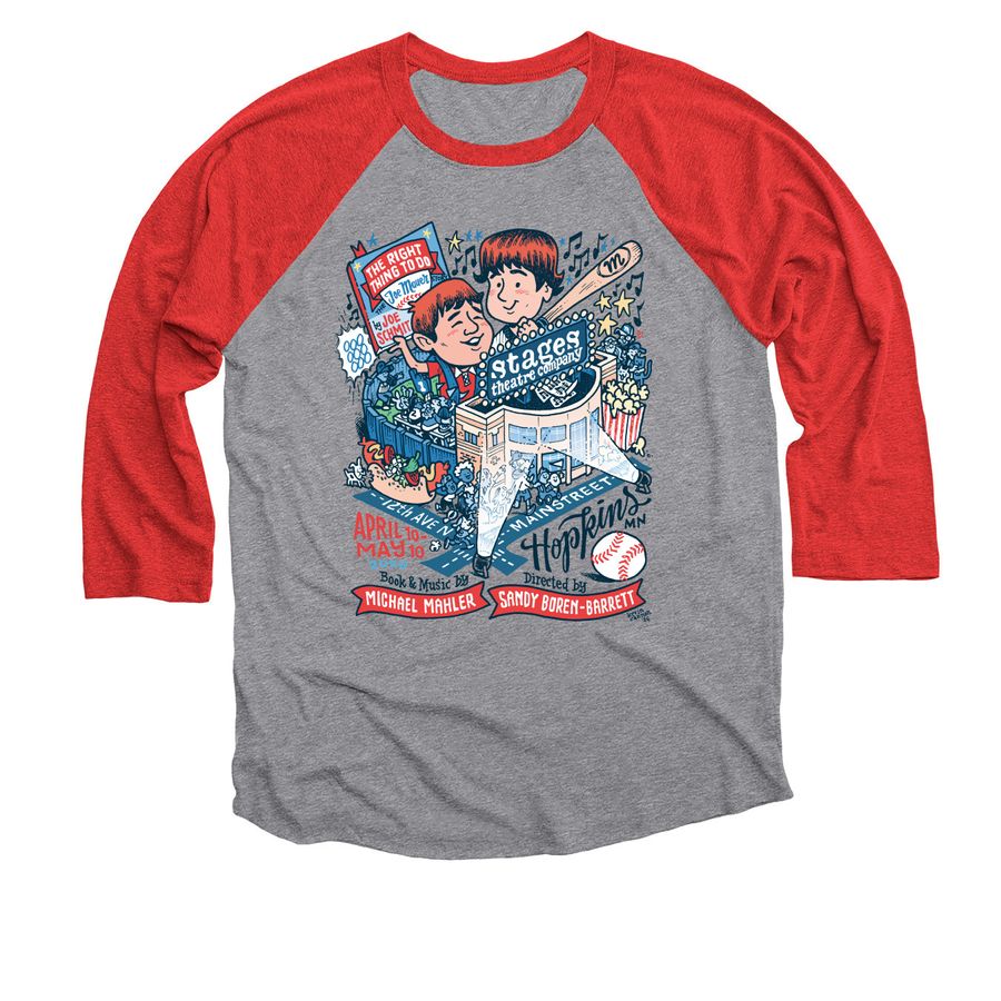 Exclusive Shirt for&nbsp;The Right Thing to Do, a Red and Premium Heather 3/4 Sleeve Baseball Tee