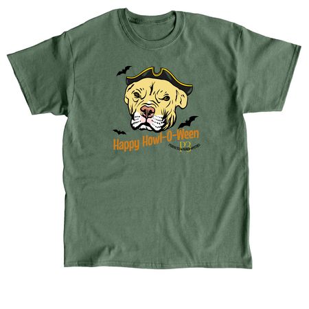 &nbsp;Happy Howl-O-Ween, a Military Green Classic Unisex Tee