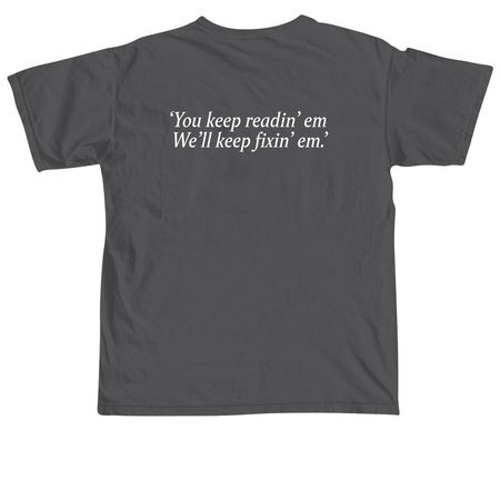 Pasternak Book Repair t-shirt, a Pepper Comfort Colors Unisex Tee (back-view)