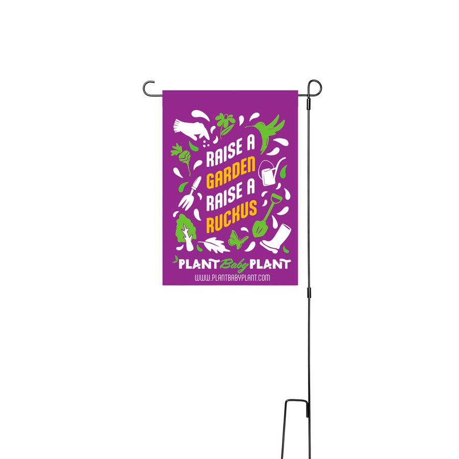 Classic Garden Flag - Purple, a White 12" x 18" Yard Flag with Stake