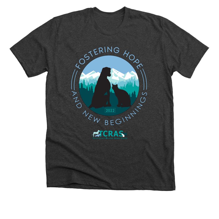 Fostering Hope and New Beginnings, a Dark Grey Heather Premium Unisex Tee