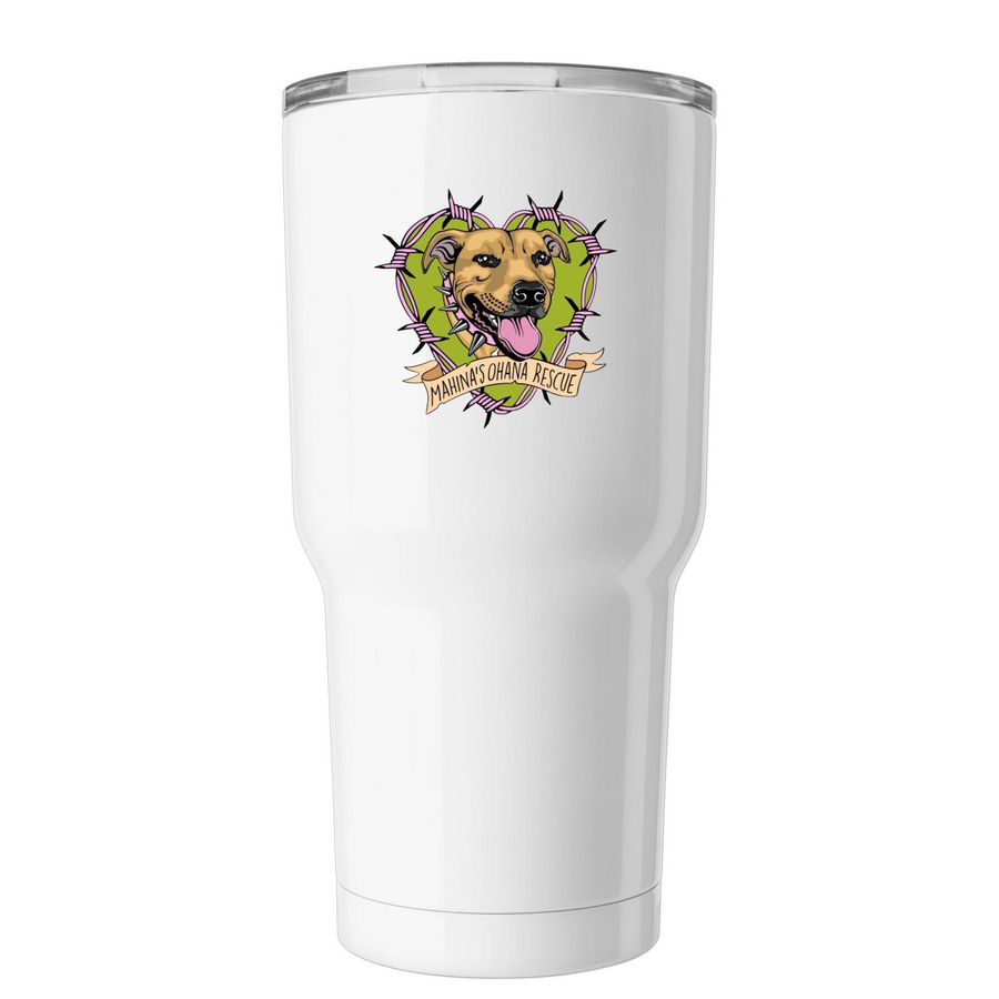 ?Mahina?s Ohana Rescue? logo tumbler, a White Insulated Tumbler