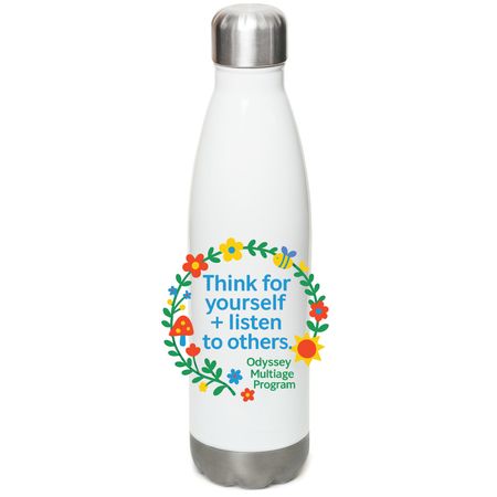 Think for Yourself + Listen to Others&nbsp;, a White Stainless Steel Water Bottle
