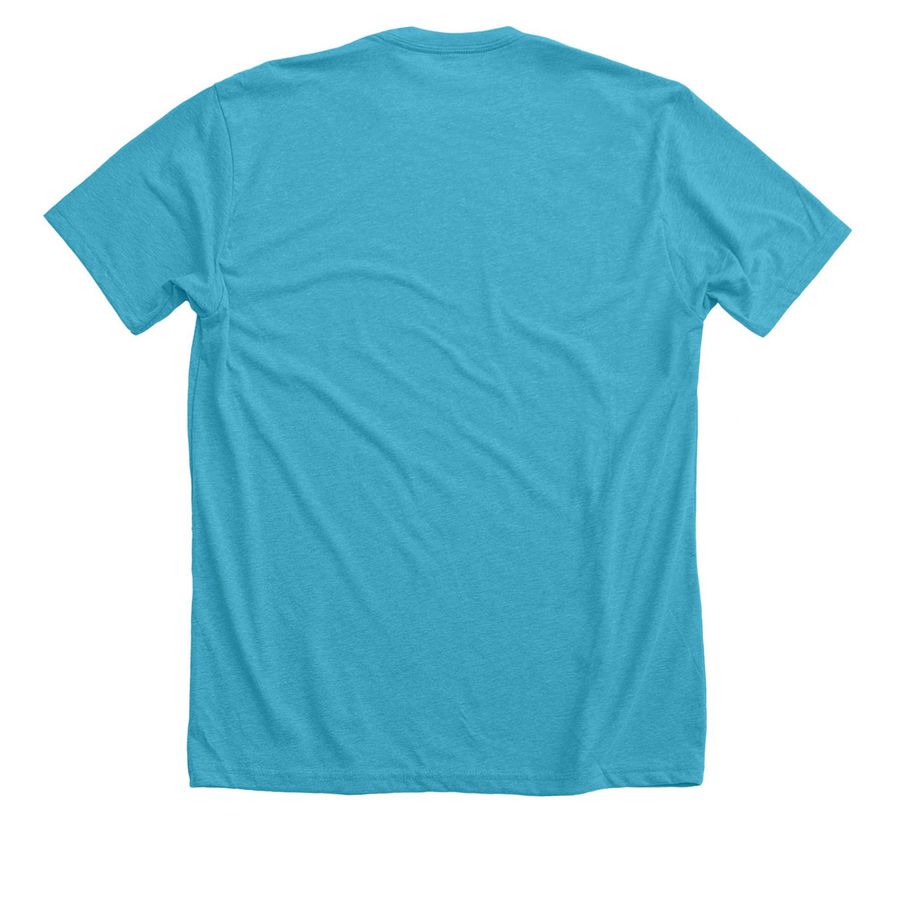 Music humor Ts-repeat, a Heather Aqua Premium Unisex Tee (back-view)