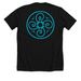Classic Blue on Black, a Solid Black Blend Premium Unisex Tee (back-view)