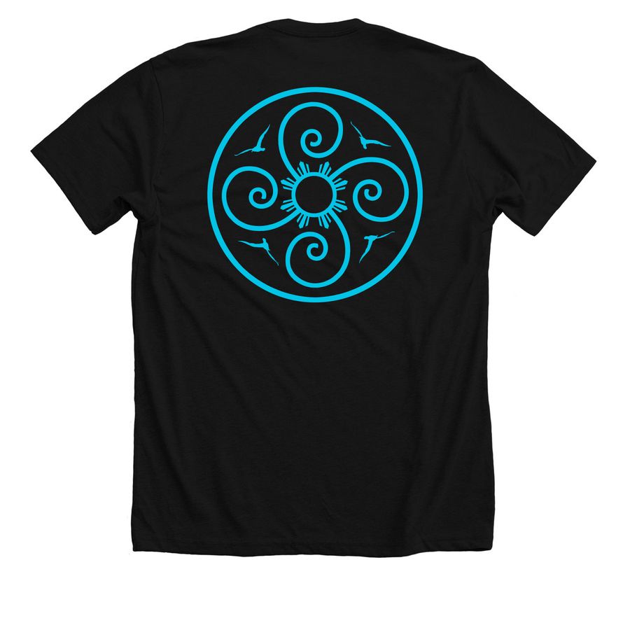 Classic Blue on Black, a Solid Black Blend Premium Unisex Tee (back-view)